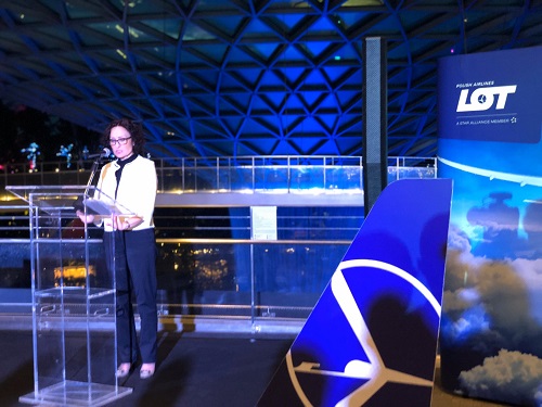 Lot polish airlines 90th anniversary with Her Excellency Magdalena Bogdziewicz speech